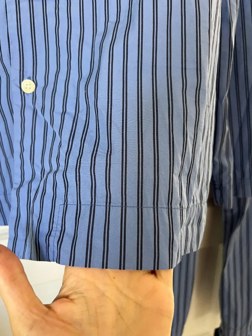 TEKLA Blue Striped Poplin Pyjama Set Size Small Matching Pants Shirt Luxury